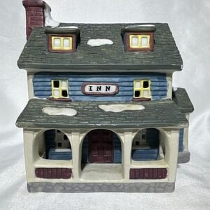 Caldor Vintage Porcelain Hand-Painted "Inn" Christmas VILLAGE Accessory Lighted